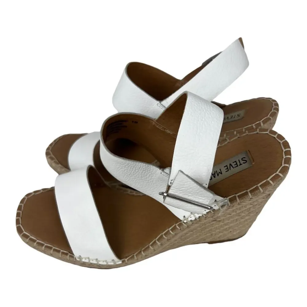 Steve Madden White Leather Espadrilles Sandals Women's Size 8.5 M